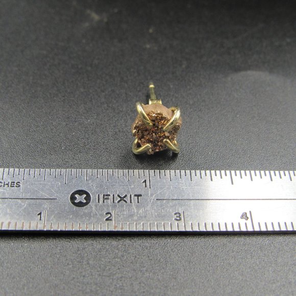 Sterling Silver Gold Plated Druzy Stone Stud Earrings Vintage - Picture 5 of 6